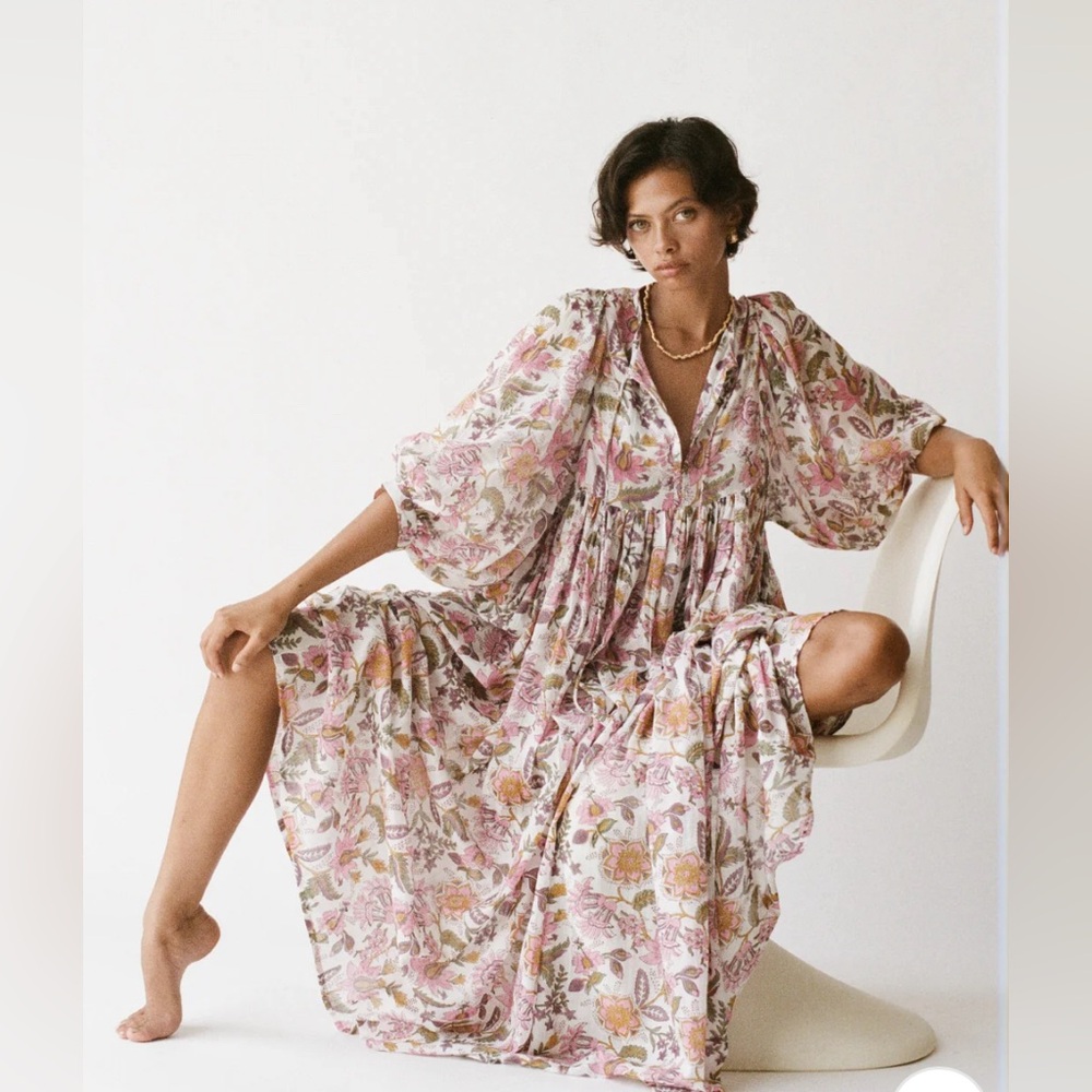 Daughters of India Kyra Maxi Dress in Fuchsia Bloom